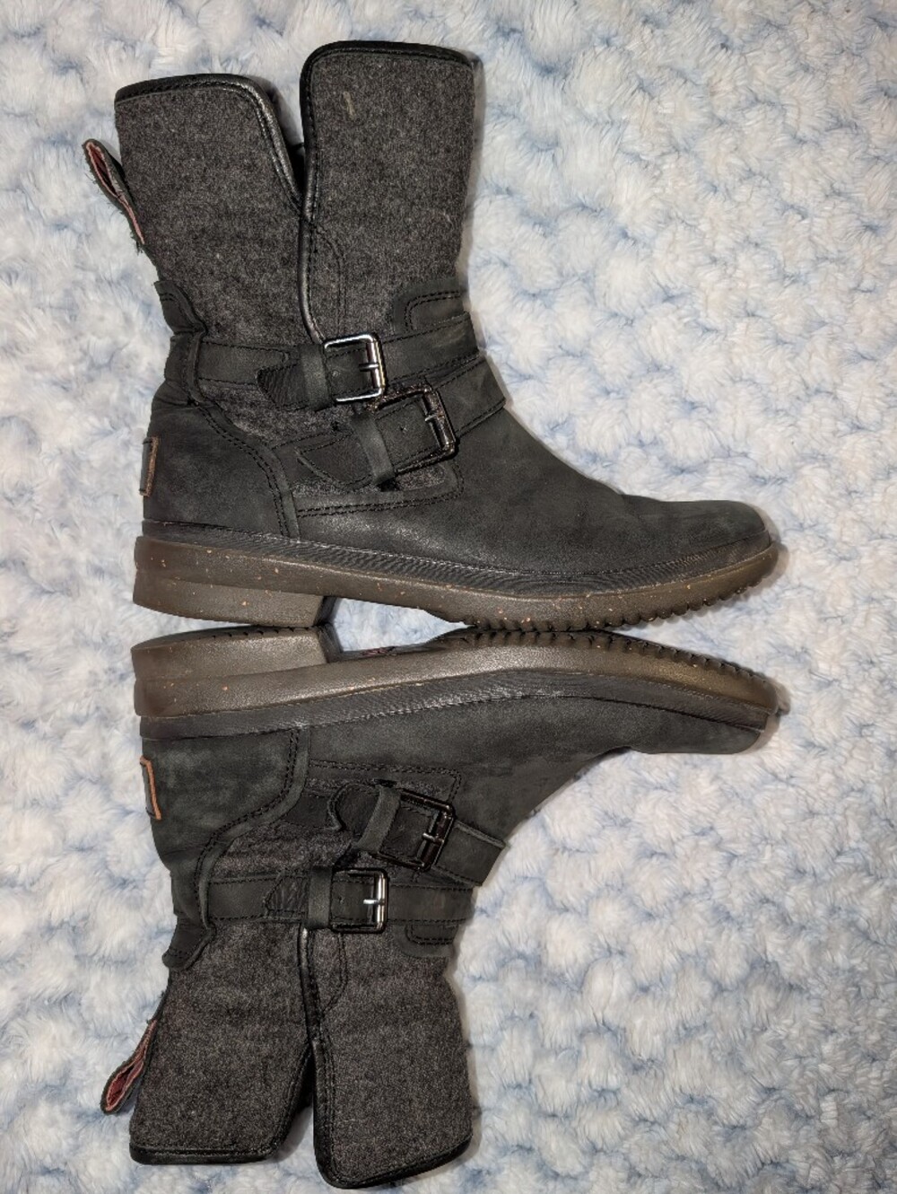 UGG Australia Simmens Black Waterproof Leather Boots Wool Lined US 7